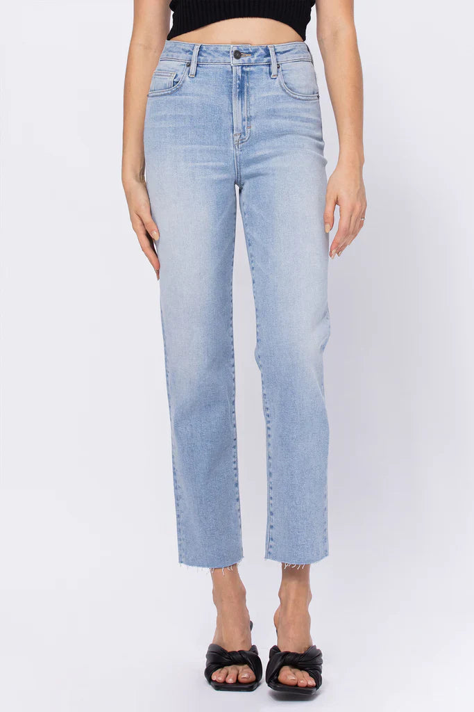 Hidden - Tracey High Rise Straight Leg Jean - LIGHT WASH