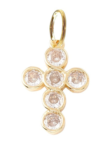 Farrah B - Round Stone Cross Charm