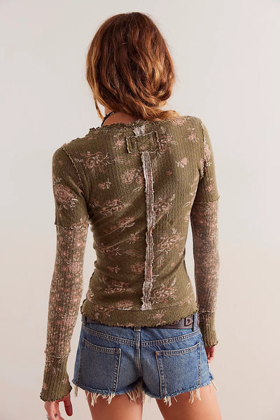 Free People - Clover Printed Thermal - ARMY COMBO