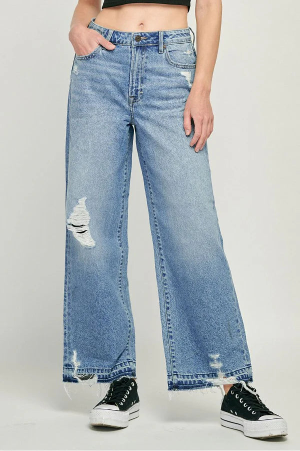 Hidden - Nori Ripped High Waist Wide Leg Dad Jeans