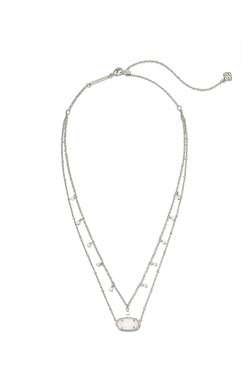 Kendra Scott - Elisa Pearl Multi Strand Necklace - SILVER IRIDESCENT DRUSY