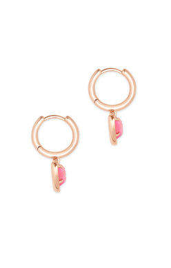 Kendra Scott - Ari Heart Huggie Earrings - ROSE GOLD LIGHT PINK DRUSY