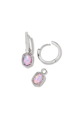 Kendra Scott - Daphne Framed Huggie Earring - SILVER LILAC KYOCERA OPAL