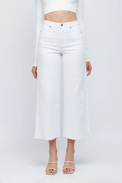 Hidden - Nori White Crop Wide Leg Jean