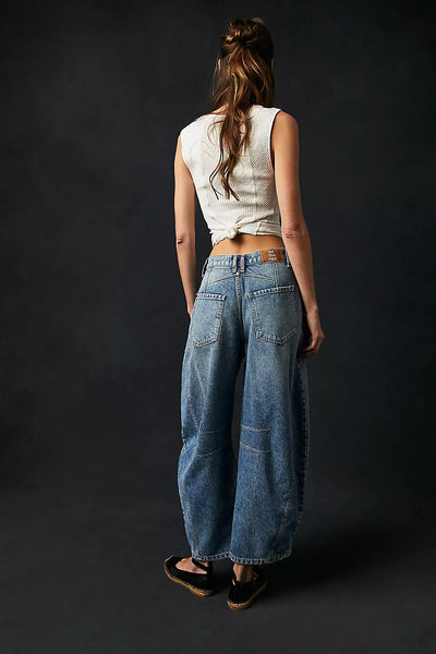 Free People - Good Luck Mid-Rise Barrel Jeans - ULTRA LIGHT BEAM