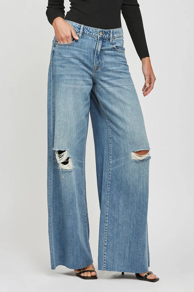 Hidden - NORI - Super Soft Oversized Wide Leg Jean - Medium Wash -33" Inseam