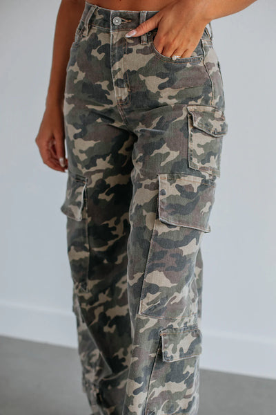 Hidden - Nori Camo Wide Leg Cargo Jeans