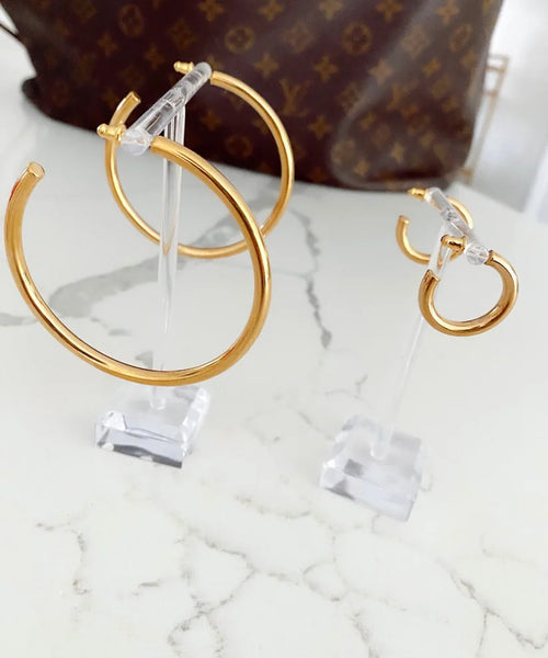 Chansutt Pearls - Large Gold Hoops