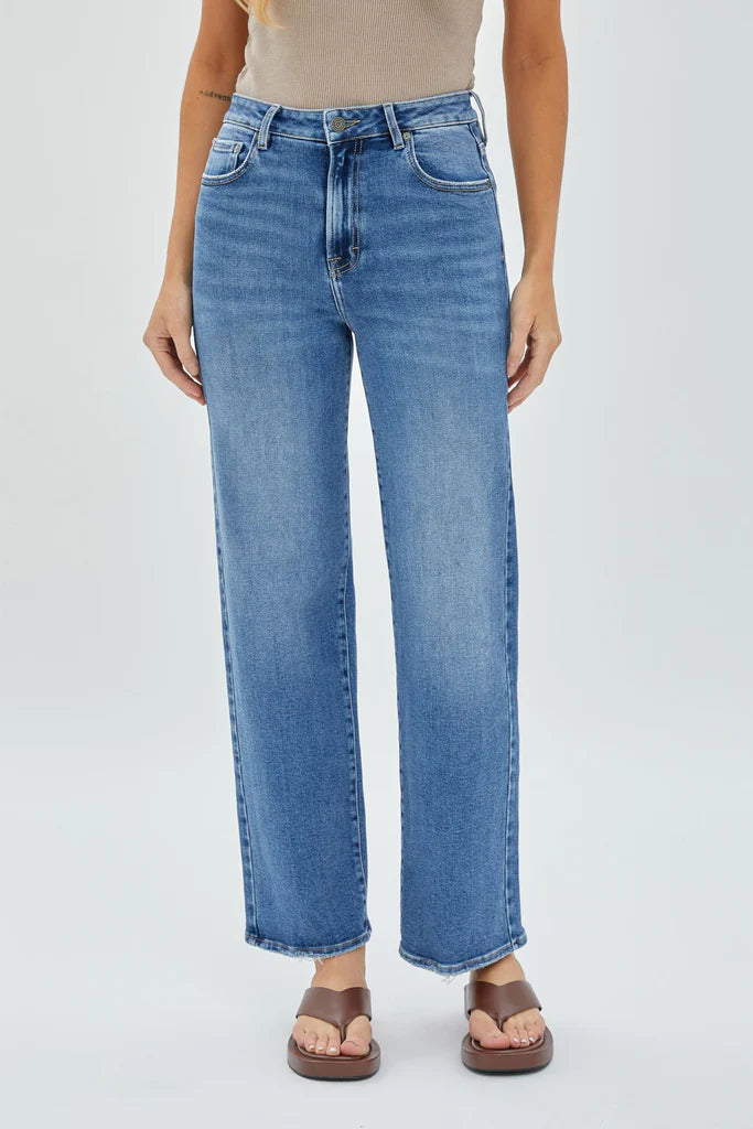 Hidden - Tracey High Rise Straight Leg Jean - MEDIUM DARK