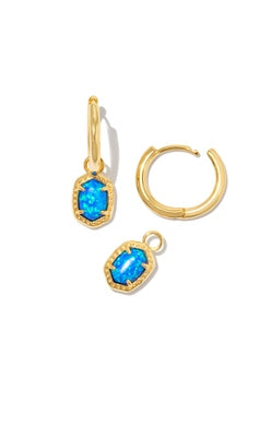 Kendra Scott - Daphne Framed Huggie Earring - BRIGHT BLUE KYOCERA OPAL