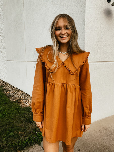 Bronze Belle Peter Pan Collar Mini Dress