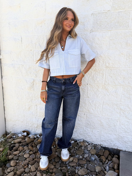 Morning Dew Blue Denim Top