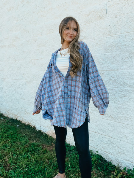 Peri Blue Plaid Perfection Flannel Tunic