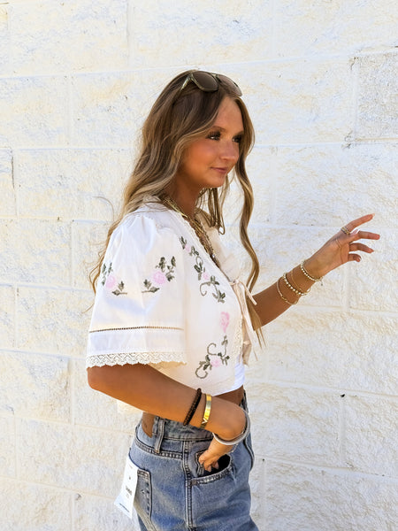 Cedar Blossom Embroidered Blouse
