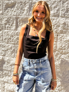 Mystic Black Ruched Tank
