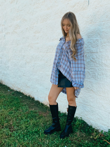 Peri Blue Plaid Perfection Flannel Tunic