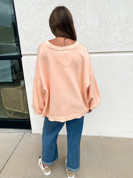 Free People - Trish Sweatshirt - SUMMER PEACH