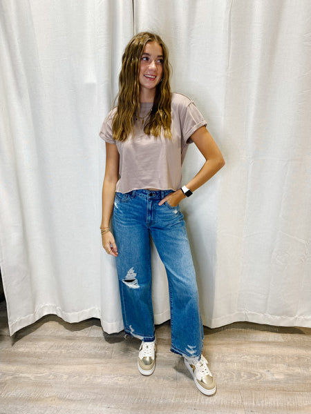 Hidden - Nori Ripped High Waist Wide Leg Dad Jeans