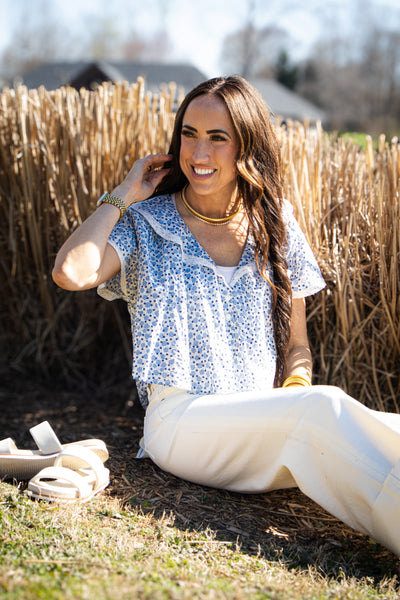 Free People - Truly Yours Printed Blouse - IVORY COMBO - DAISY