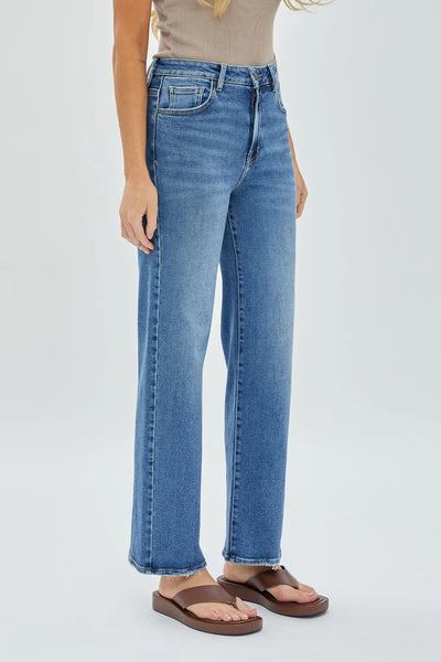 Hidden - Tracey High Rise Straight Leg Jean - MEDIUM DARK