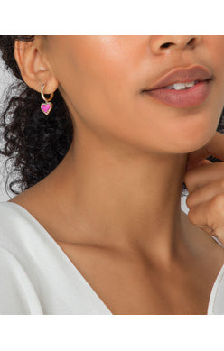 Kendra Scott - Ari Heart Huggie Earrings - ROSE GOLD LIGHT PINK DRUSY