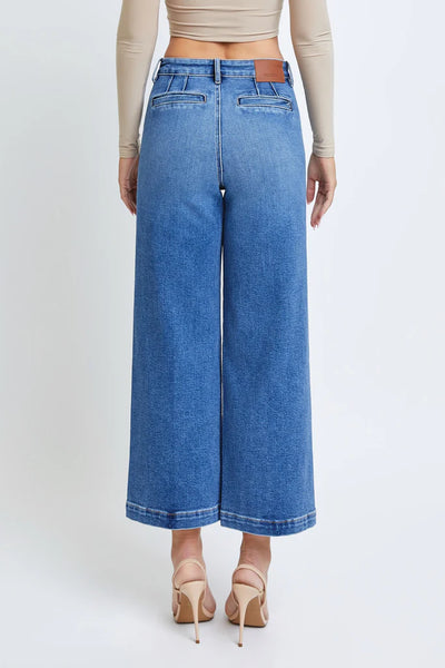 Hidden - Nori Cropped Wide Leg Trouser Jean - Dark Wash