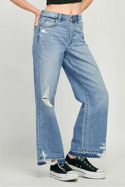 Hidden - Nori Ripped High Waist Wide Leg Dad Jeans