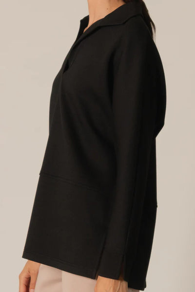 Harriet Collared Long Sleeve - BLACK