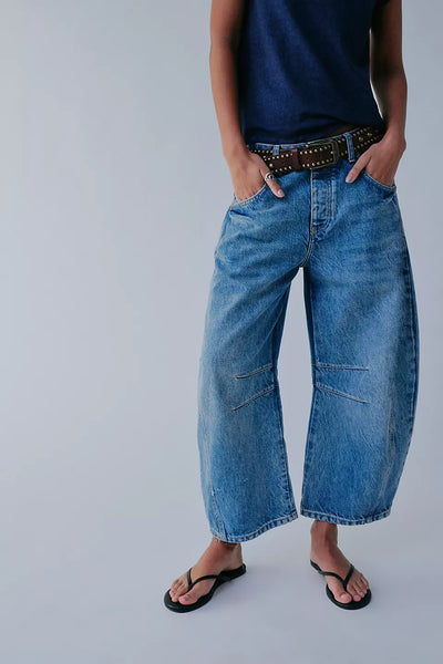 Free People - Good Luck Mid-Rise Barrel Jeans - ULTRA LIGHT BEAM