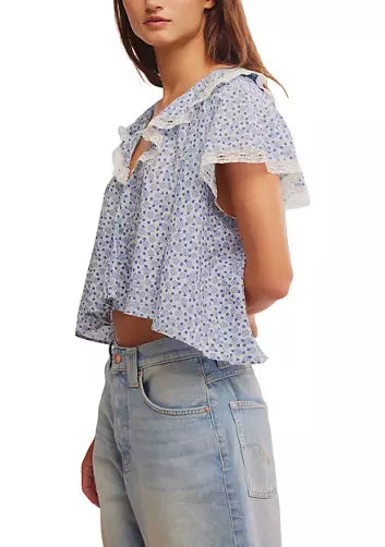 Free People - Truly Yours Printed Blouse - IVORY COMBO - DAISY