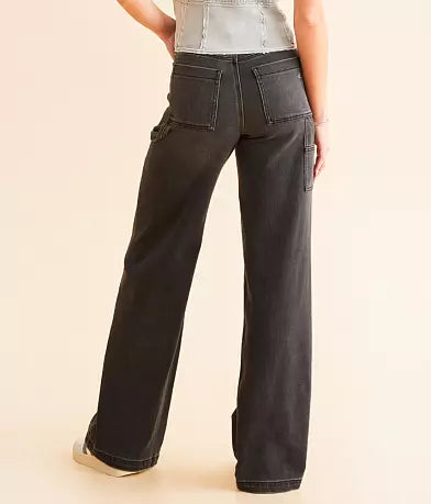 Hidden - Nori Carpenter Wide Leg Jean - Grey Wash - 33" inseam