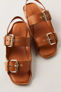 Free People - Blossom Buckle Sandals - Luggage Leather