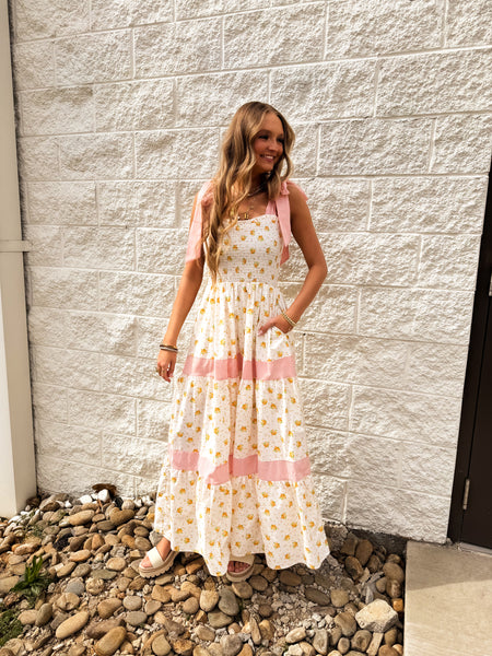 Citrus Blossom Maxi Dress - Orange