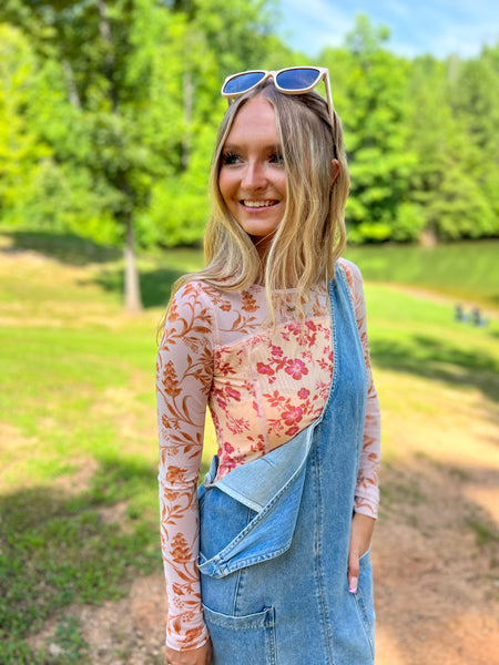 Free People - Bettys Garden Top - Coral Combo