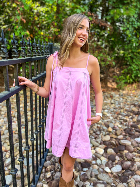 Care Free Tie Lilac Mini Dress