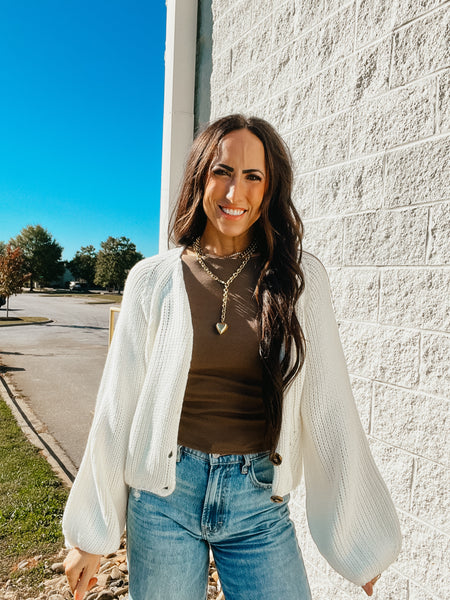 Charming Chunky Knit Cardigan - IVORY