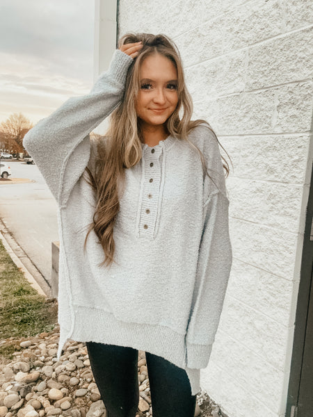 Twilight Fog Gray Cozy Sweater