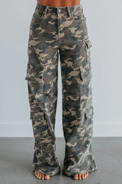 Hidden - Nori Camo Wide Leg Cargo Jeans