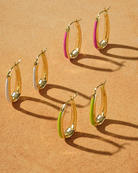 Kendra Scott - Kelsey Gold Hoop Earrings -CHARTREUSE ENAMEL