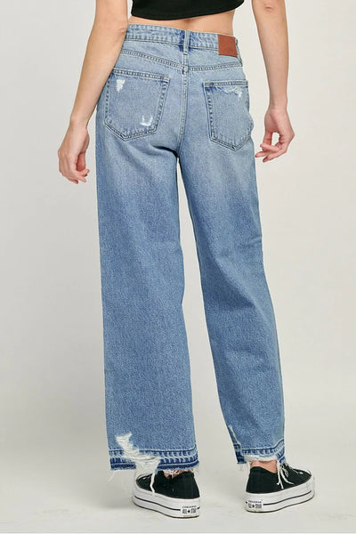 Hidden - Nori Ripped High Waist Wide Leg Dad Jeans