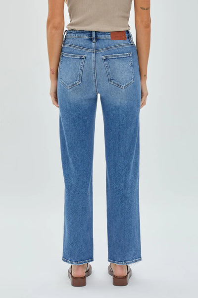 Hidden - Tracey High Rise Straight Leg Jean - MEDIUM DARK