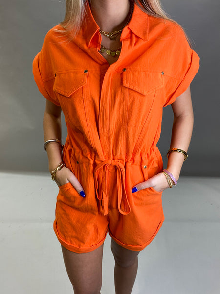 Orange You Glad Linen Romper