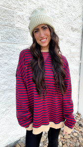 Free People -Classic Striped Oversized Crewneck -  NAUTICAL COMBO