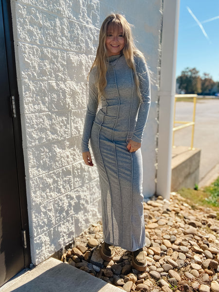 Sleek Serenity Grey Maxi Dress