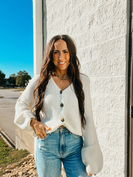 Charming Chunky Knit Cardigan - IVORY