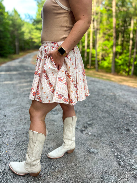 Free People - Gaia Printed Skirt - Ivory Combo