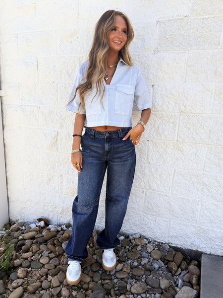 Morning Dew Blue Denim Top