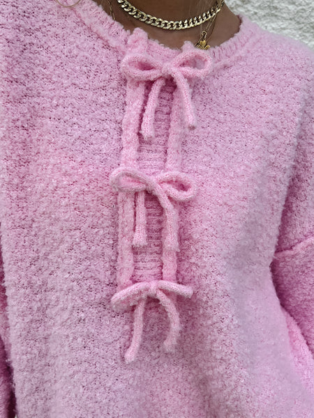 Cuddle & Bows Pink Oversized Sweater