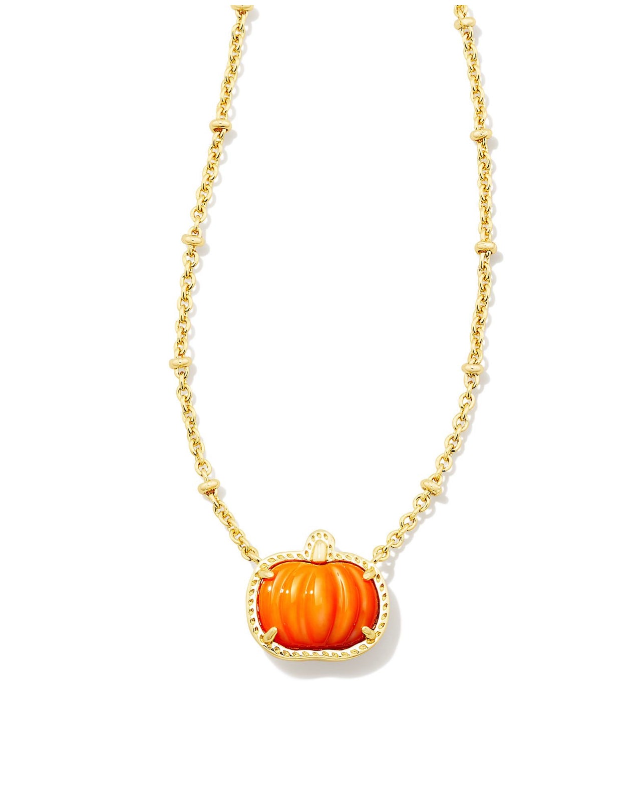 Kendra Scott - Pumpkin Gold Short Pendant Necklace - ORANGE MOTHER OF PEARL