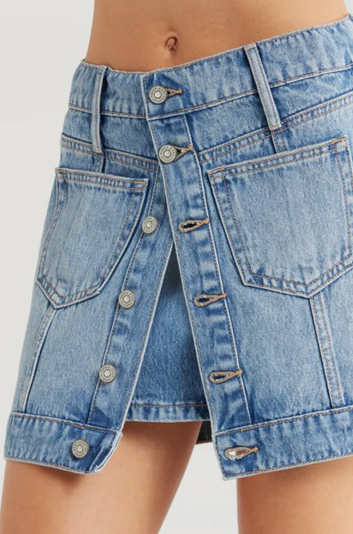 Hidden - Button Front Denim Mini skirt